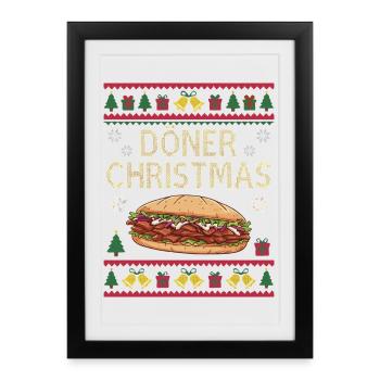 Cadeau de Noël Doner Kebab Moche - Affiche encadrée (27 × 37 cm) - noir - Devant