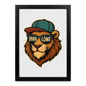 Leo Père Papa Roi Lion Cadeau fort et mignon - Affiche encadrée (27 × 37 cm) - noir - Devant