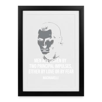 Love or Fear: Machiavelli quotation design - Framed poster (27 × 37 cm) - black - Front
