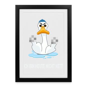 Je ne suis pas gentil aujourd’hui – Canard drôle - Affiche encadrée (27 × 37 cm) - noir - Devant