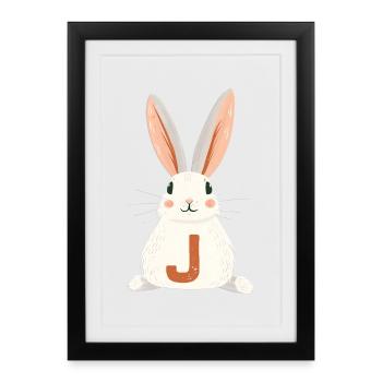 J - Lettre - Lapin - Personnalisable - Affiche encadrée (27 × 37 cm) - noir - Devant