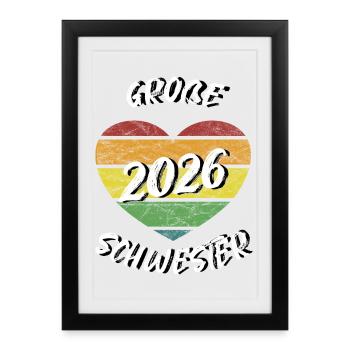 große Schwester 2026 retro vintage - Gerahmtes Poster (27 × 37 cm) - Schwarz - Vorne