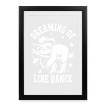 Sloth LineDance Cowboy - Affiche encadrée (27 × 37 cm) - noir - Devant