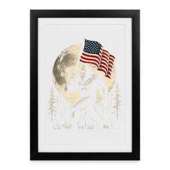 Bigfoot Moon Funny patriotic Bigfoot for the 4th anniversary - Framed poster (27 × 37 cm) - black - Front