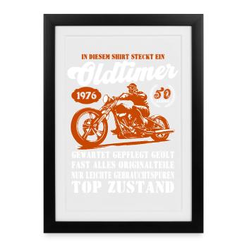 Vintage Motorcycle 1976 Vintage Print - Framed poster (27 × 37 cm) - black - Front