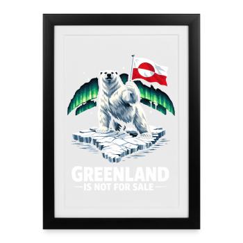 greenland is not for sale Flag Bear Saying - Framed poster (27 × 37 cm) - black - Front