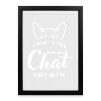 Chat précieux et humour doré - Affiche encadrée (27 × 37 cm) - noir - Devant
