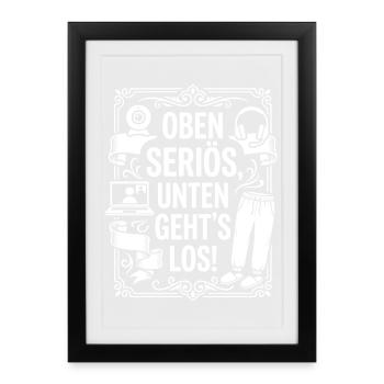 Serious at the top, cosy at the bottom - Framed poster (27 × 37 cm) - black - Front
