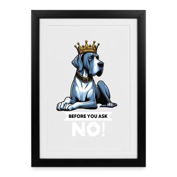 Avant de demander à un grand dogue grand dogue propriétaire de dogue allemand - Affiche encadrée (27 × 37 cm) - noir - Devant