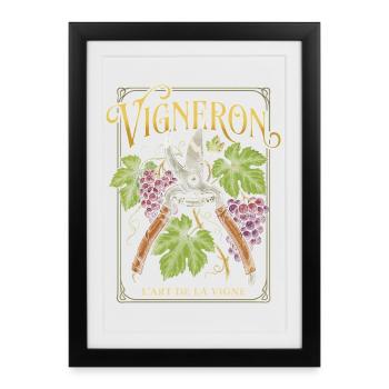 Vigneron Passion Viticulture Vin - Affiche encadrée (27 × 37 cm) - noir - Devant