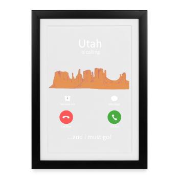 Utah Is Calling Funny Incoming Call Nature Art - Framed poster (27 × 37 cm) - black - Front