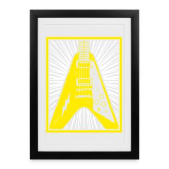 Silhouette de guitare électrique - Affiche encadrée (27 × 37 cm) - noir - Devant