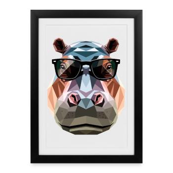 Nilpferd Flusspferd Mama Hippopotamus Cooles Hippo - Framed poster (27 × 37 cm) - black - Front