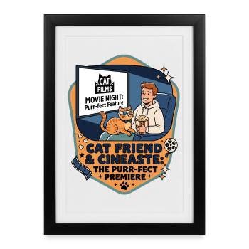 Cat Friend Cineaste Humor - Framed poster (27 × 37 cm) - black - Front