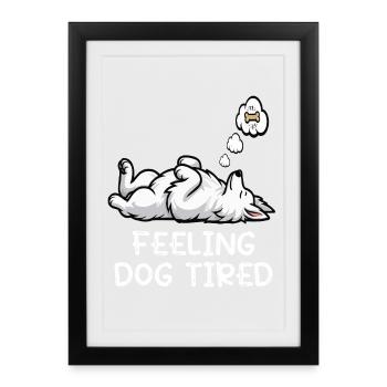 Chien blanc épuisé - Affiche encadrée (27 × 37 cm) - noir - Devant