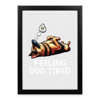 Berger allemand fatigué par le chien - Affiche encadrée (27 × 37 cm) - noir - Devant