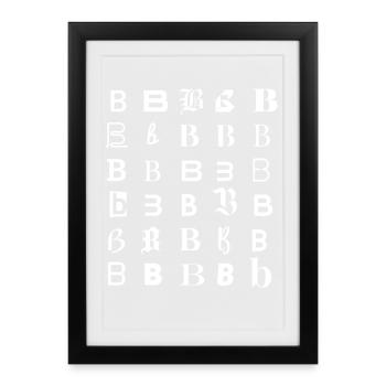 Typography Alphabet Letter B Glyph Mosaic - Framed poster (27 × 37 cm) - black - Front