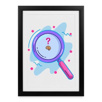 Chercher le cerveau à la loupe - Affiche encadrée (27 × 37 cm) - noir - Devant