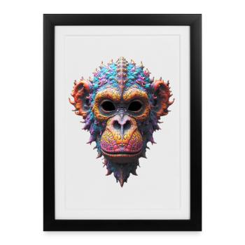 Ornate Chimp Mask - Framed poster (27 × 37 cm) - black - Front