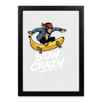 Crazy Monkey Skateboard - Framed poster (27 × 37 cm) - black - Front
