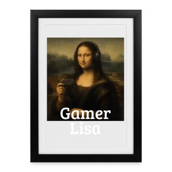 Gamer Lisa Leonardo Da Vinci Video Game Mona Lisa - Framed poster (27 × 37 cm) - black - Front