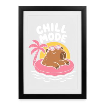 Chill Mode Floating Capybara - Framed poster (27 × 37 cm) - black - Front