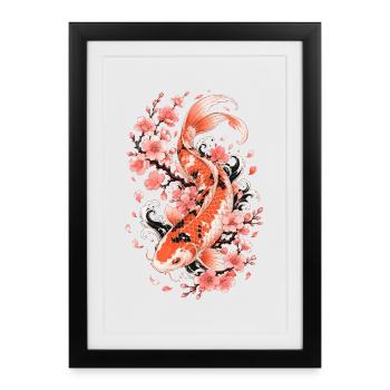 Flux de Koi Sakura - Affiche encadrée (27 × 37 cm) - noir - Devant