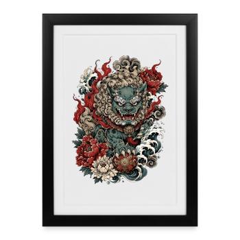 Foo Dog Blossom Guardian - Framed poster (27 × 37 cm) - black - Front