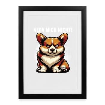 Nerv Mich Nicht Corgi Corgis Welsh Corgi Corgihund - Gerahmtes Poster (27 × 37 cm) - Schwarz - Vorne