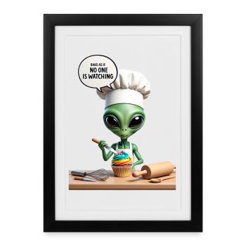 Alien Chef Cupcake - Framed poster (27 × 37 cm) - black - Front
