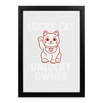 Lucky Cat Mauvais propriétaire Malchanceux Drôle - Affiche encadrée (27 × 37 cm) - noir - Devant