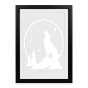Silhouette de la Lune de la Nuit du Loup - Affiche encadrée (27 × 37 cm) - noir - Devant