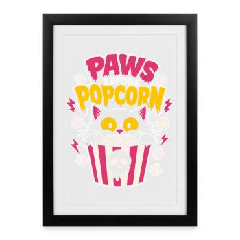 Paws Before Popcorn Horror Cat - Framed poster (27 × 37 cm) - black - Front