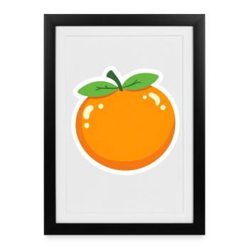 Orange cartoon vif - Affiche encadrée (27 × 37 cm) - noir - Devant