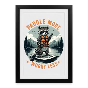 Raccoons SUP Paddleboard Board Stand Up Paddle - Affiche encadrée (27 × 37 cm) - noir - Devant
