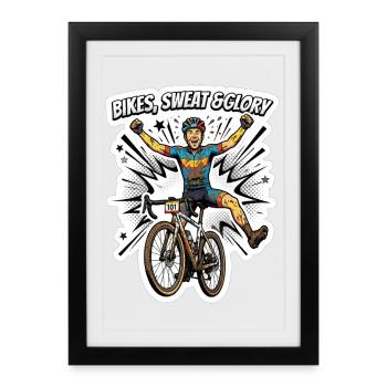 Bikes Sweat & Glory Gravel Cycling Pop Art - Framed poster (27 × 37 cm) - black - Front