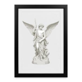 Ange ailé avec illustration de lance - Affiche encadrée (27 × 37 cm) - noir - Devant