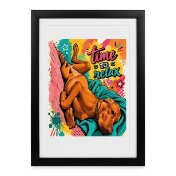 Time To Relax / Vizsla art work - Framed poster (27 × 37 cm) - black - Front