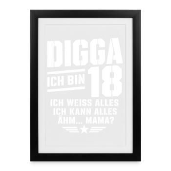 18. Geburtstag Junge Mädchen 18 Jahre 2008 lustig  - Gerahmtes Poster (27 × 37 cm) - Schwarz - Vorne