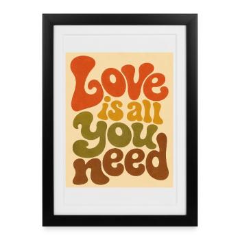 Psychedelic Love Typography - Framed poster (27 × 37 cm) - black - Front
