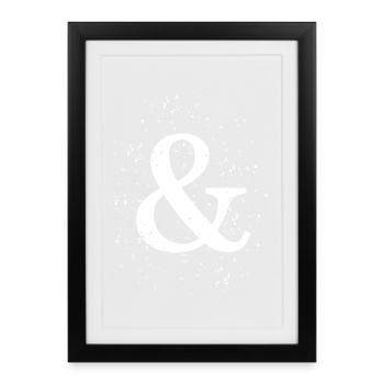 Esperluette effet grunge & signe ET - Affiche encadrée (27 × 37 cm) - noir - Devant