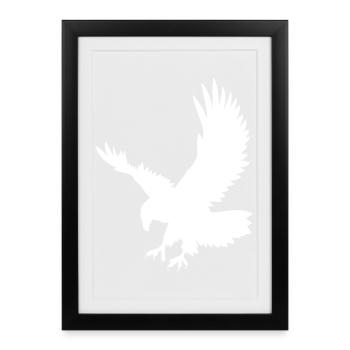 Un aigle chassant sa proie - Affiche encadrée (27 × 37 cm) - noir - Devant