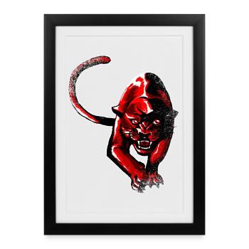 Panthère rouge - Affiche encadrée (27 × 37 cm) - noir - Devant