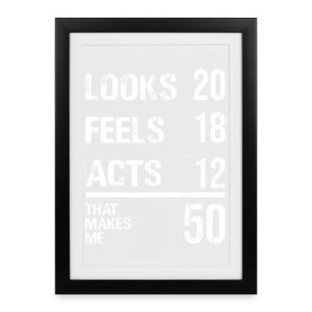 Bold Distressed Numeral Quote Tee - Framed poster (27 × 37 cm) - black - Front