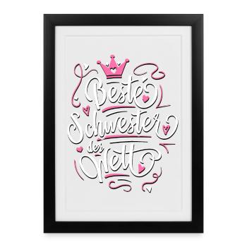 Meilleure sœur du monde - Gift Idea Sister - Affiche encadrée (27 × 37 cm) - noir - Devant
