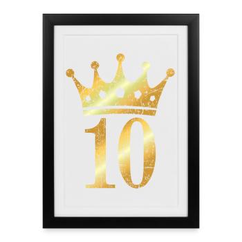 Couronne numéro 10 (Jaune d’or vintage) 10e anniversaire - Affiche encadrée (27 × 37 cm) - noir - Devant