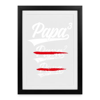 PAPA À LA PUISSANCE 3 ENFANTS FUTUR PAPA PAPA CHEMISE - Affiche encadrée (27 × 37 cm) - noir - Devant