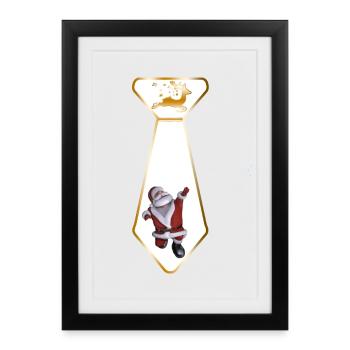 Goldenes Santa Tie Emblem - Gerahmtes Poster (27 × 37 cm) - Schwarz - Vorne