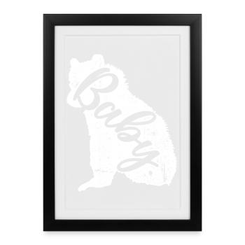 Bébé script chien sur fourrure blanche - Affiche encadrée (27 × 37 cm) - noir - Devant