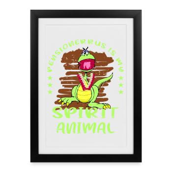 Retraité Dinosaurus - Affiche encadrée (27 × 37 cm) - noir - Devant